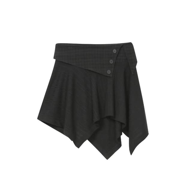 Coyseio RAW EDGE COTTON SKIRT NAVY | 후루츠패밀리