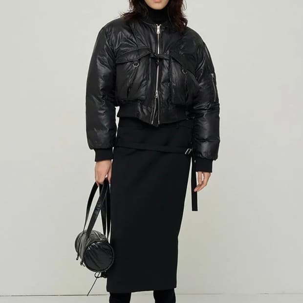 open yy faux fur zipper hood ma-1, black | 후루츠패밀리