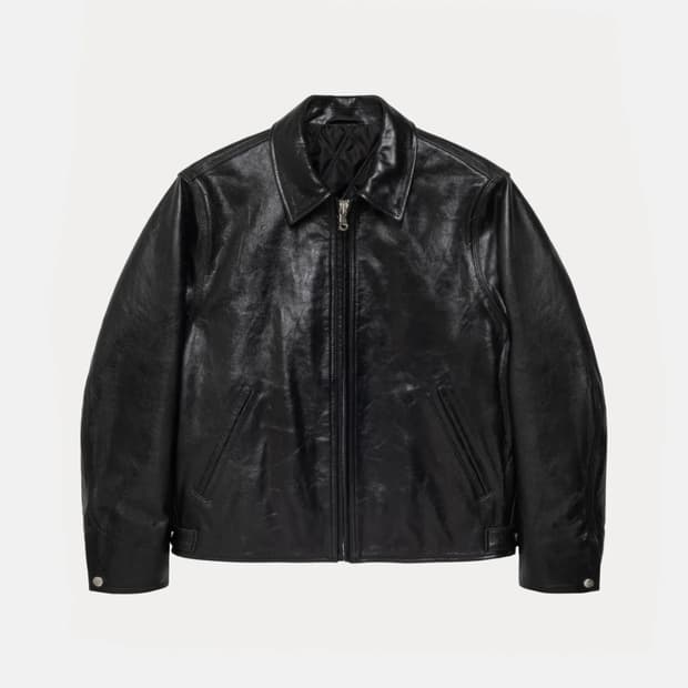 M) stussy leather bing jacket | 후루츠패밀리