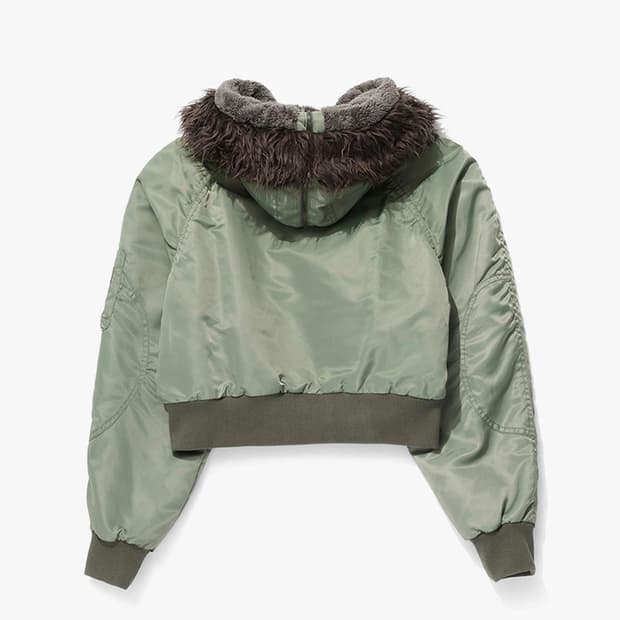 OPEN YY FAUX FUR ZIPPER HOOD MA1 - KHAKI | 후루츠패밀리