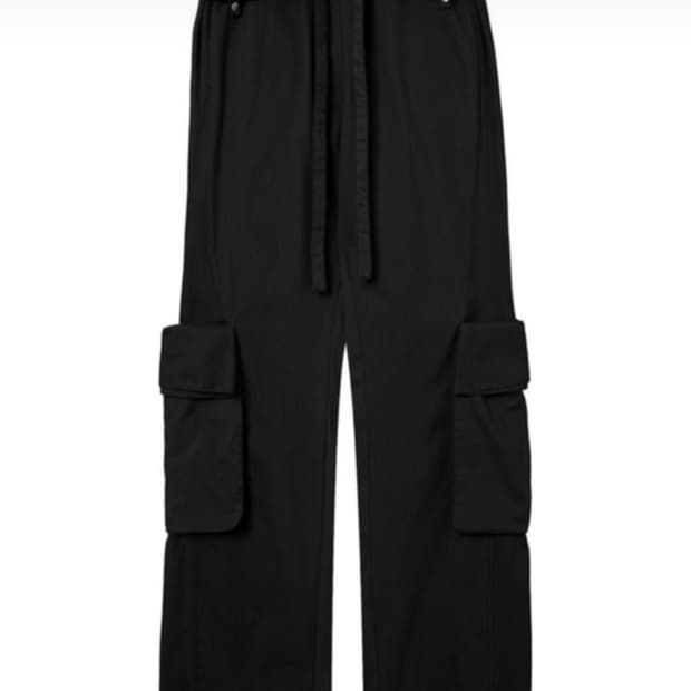 Openyy ROLLED WAIST CARGO PANTS, BLACK | 후루츠패밀리