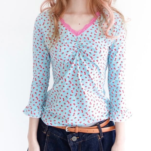 샵페어리 little strawberry lace top (mint) | 후루츠패밀리