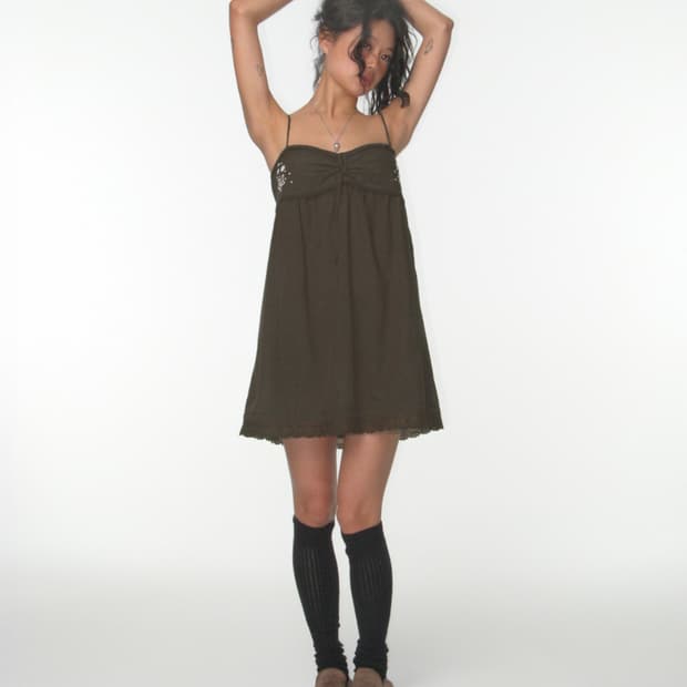 Coyseio Solar Stitch Mini Dress Brown | 후루츠패밀리