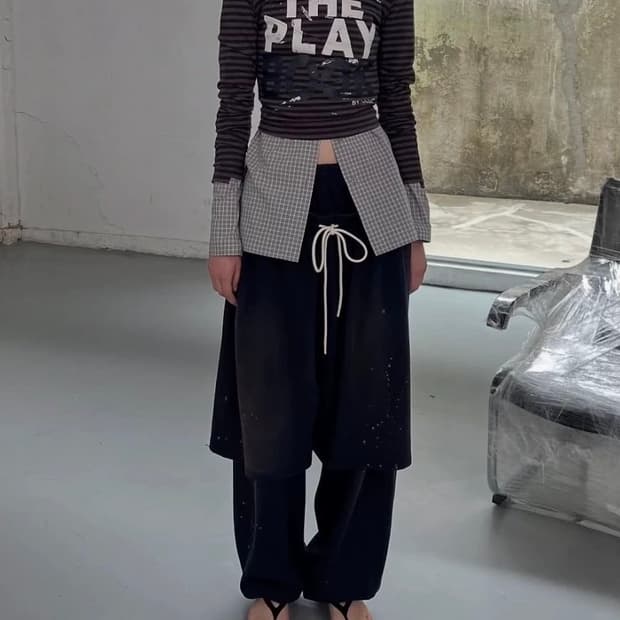 open yy layered knee socks pants パンツ OPEN YY LAYERED KNEE SOCKS PANTS | 후루츠패밀리