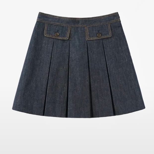 COYSEIO DEEP DENIM PLEATS SKIRT | 후루츠패밀리