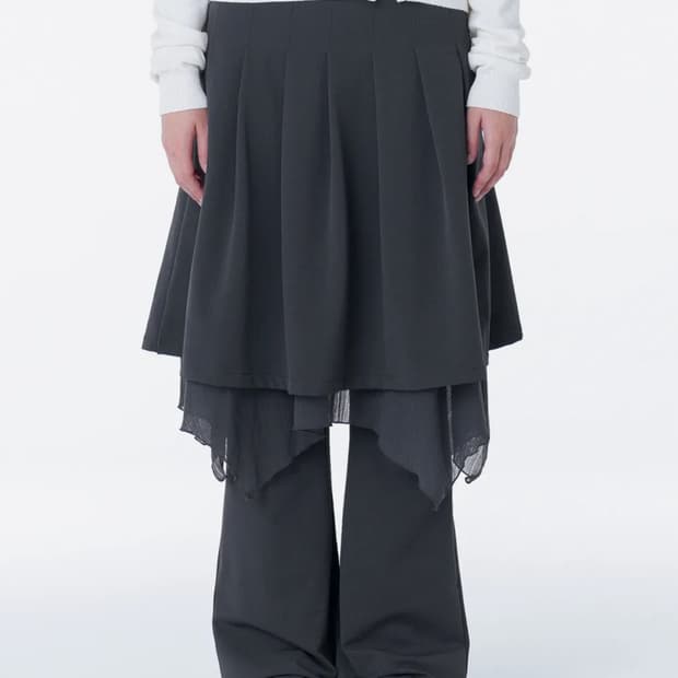 미세키서울 shirring ruffle midi skirt Black | 후루츠패밀리
