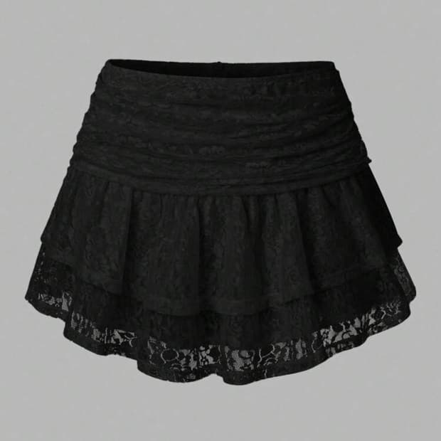 Threetimes lace garter skirt black | 후루츠패밀리