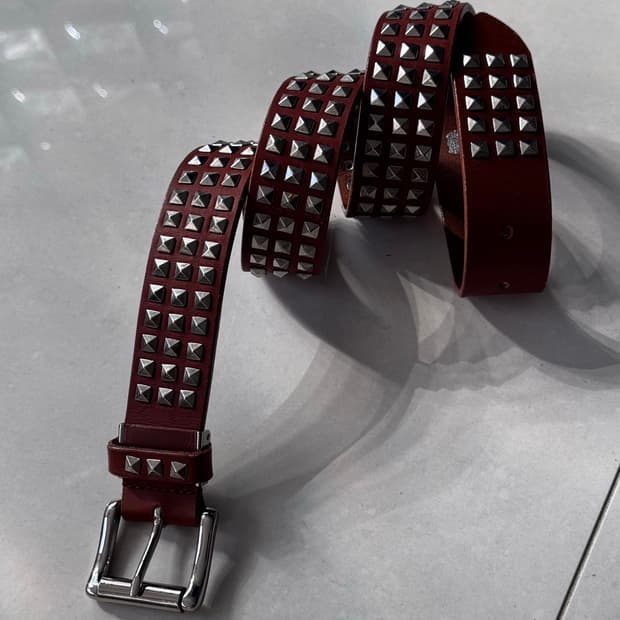 Stussy 8 Ball Studded Belt Brown Suede | 후루츠패밀리