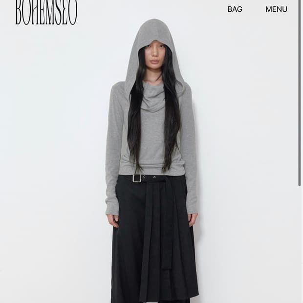보헤미안서울 SOFT COWL HOOD T 소프트 카울 후드티 그레이 | 후루츠패밀리
