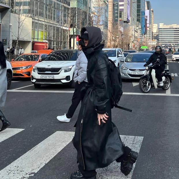 KHY faux leather hooded jacket (XS) | 후루츠패밀리