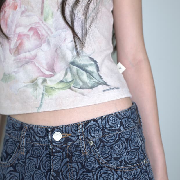 Overdue flair Floral Terry Tube Top | 후루츠패밀리