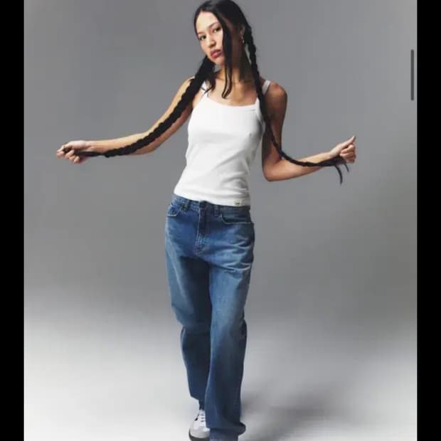 韓国商品/TREEMINGBIRD Leopard Curved Balloon Fit Denim Pants 트리밍버드(TREEMINGBIRD) Leopard Curved Balloon Fit Denim