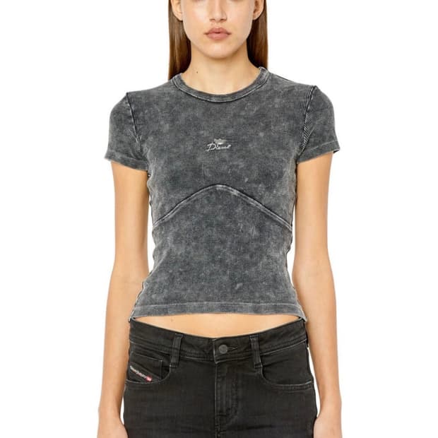 CERRIC(セリック) FLOWER TWISTED HALF TOP CERRIC FLOWER BRUSH HALF TOP / CHARCOAL #cerric,#세릭,#반팔