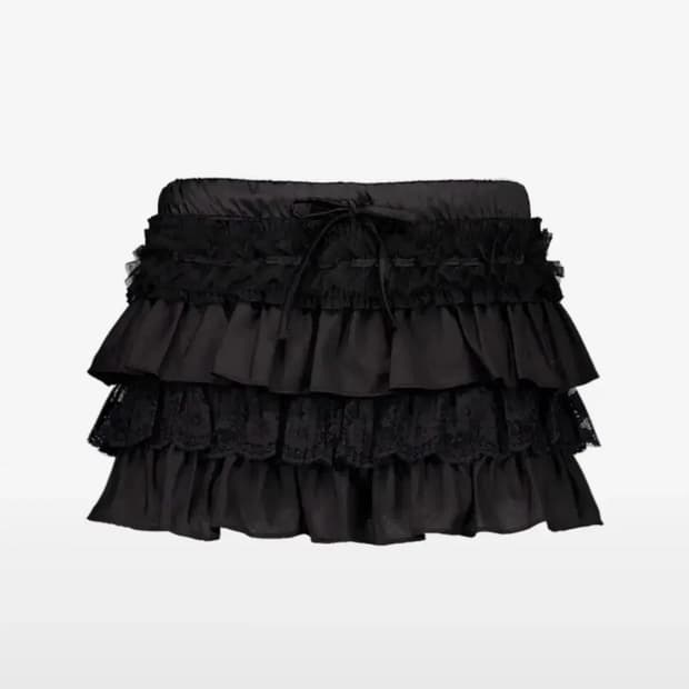 Threetimes lace garter skirt black | 후루츠패밀리