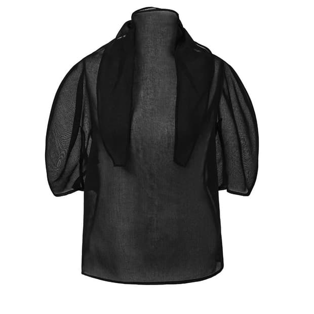 AMOMENTO / KNOTTED COLLAR TOP BK | 후루츠패밀리