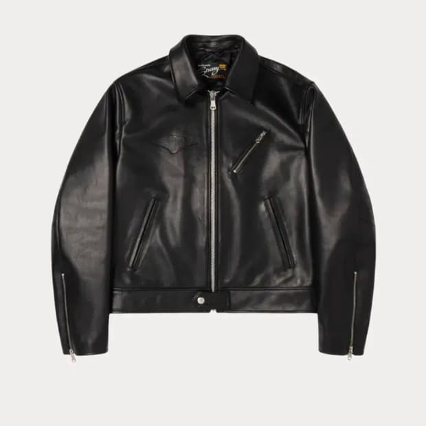 Supreme Court Card Hooded Leather Jacket | 후루츠패밀리