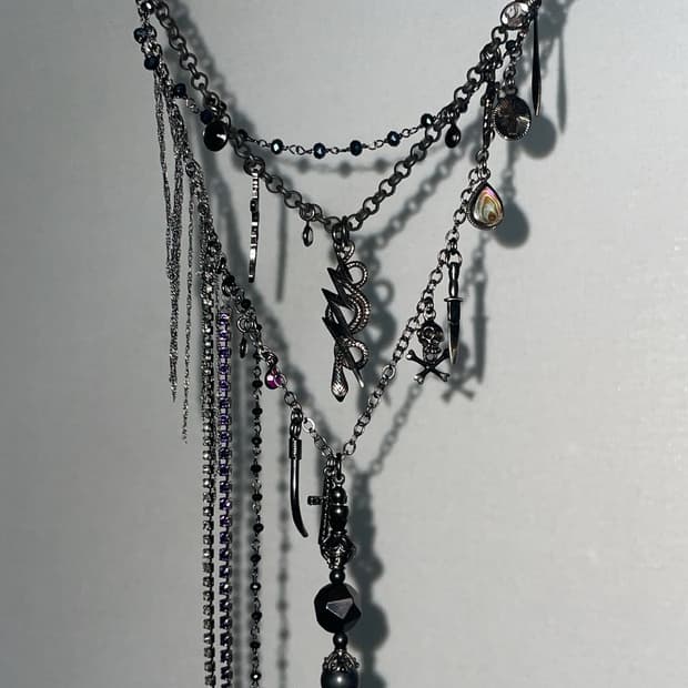 アクセサリー gunda TAROT NERO NECKLACE silver925 hyde gunda / TAROT NERO ネックレス 首周り45cm シルバーxゴールド O-25