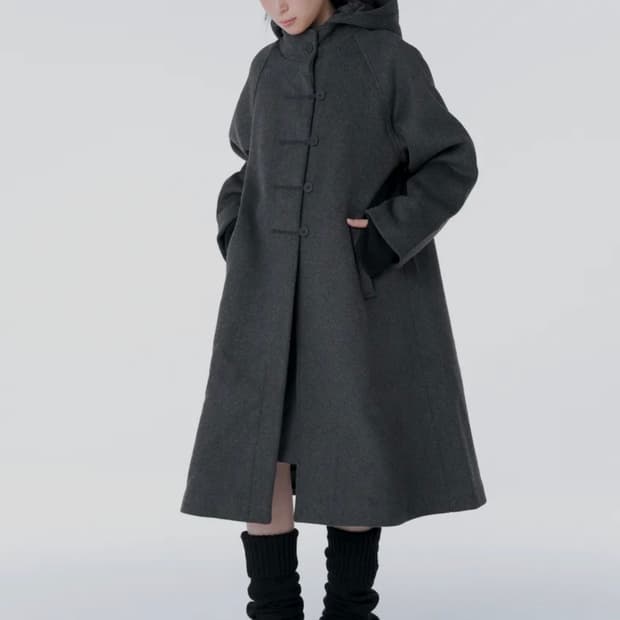 미세키서울 코트 Hoodie long duffle Coat 차콜 | 후루츠패밀리