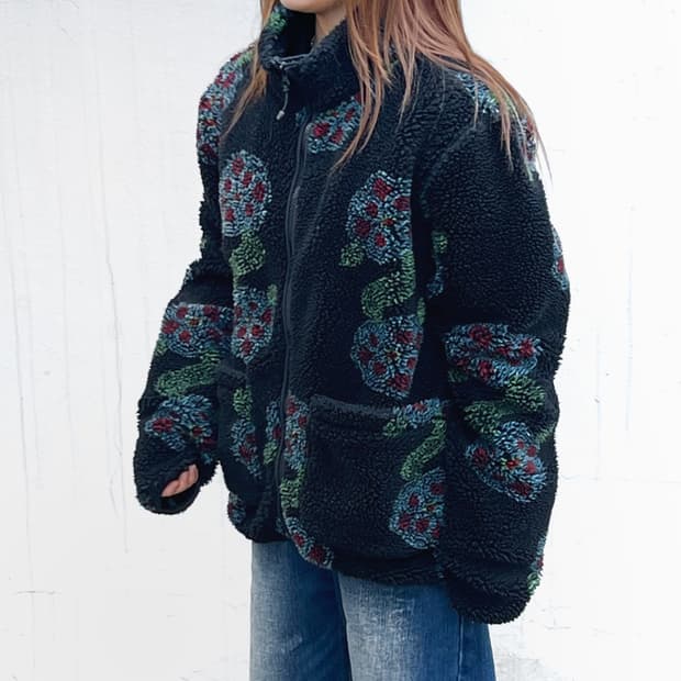 Stussy Flor Sherpa Mock Neck Black | 후루츠패밀리