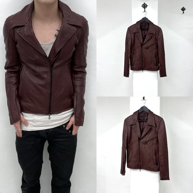 ジャケット・アウター 00s EKAM ARCHIVE DRAPE LEATHER JKT LHP S EKAM LAMB LEATHER INTARSIA JACKET – glam archive
