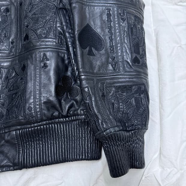 Supreme Court Card Hooded Leather Jacket | 후루츠패밀리