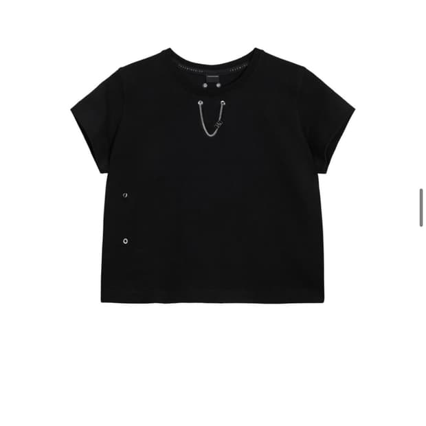 [TREEMINGBIRD] ★ Dubre Chain Crop T-Shirts TREEMINGBIRD] Dubre Chain Crop T-Shirts [ Black ] 正規品