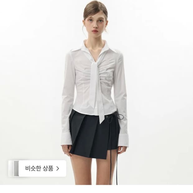 新品　kashiko Pintuck Preppy Shirt Tie Set Kashiko】【網店限定】Pintuck Preppy Shirt Tie Set White