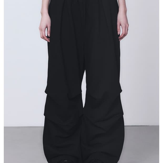 [L.E.E.Y] SOLID POCKET WIDE BANDING PANTS ★大人気★ SOLID POCKET WIDE BANDING PANTS BLACK - leey