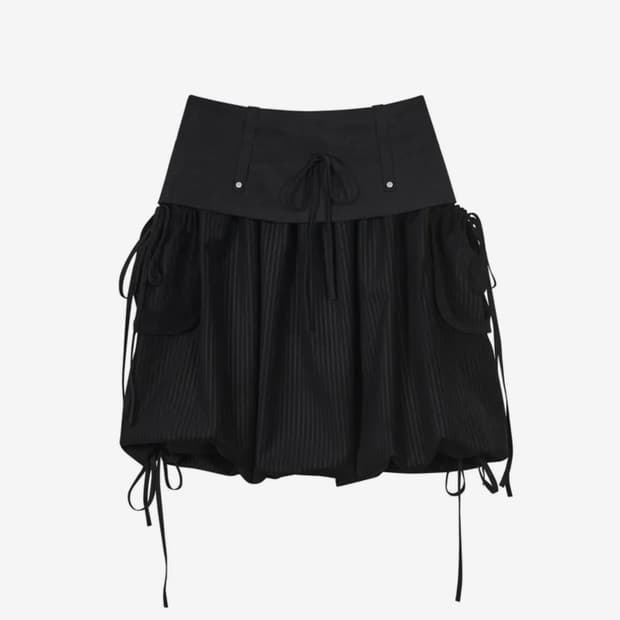 Threetimes lace garter skirt black | 후루츠패밀리