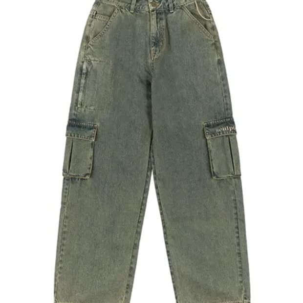Beaded Layered Denim Pants Nonfade Gray | 후루츠패밀리