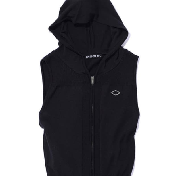 トップス Mischief Rhombus Hooded Knit Vest Black 미스치프 RHOMBUS HOODED KNIT VEST | 후루츠패밀리