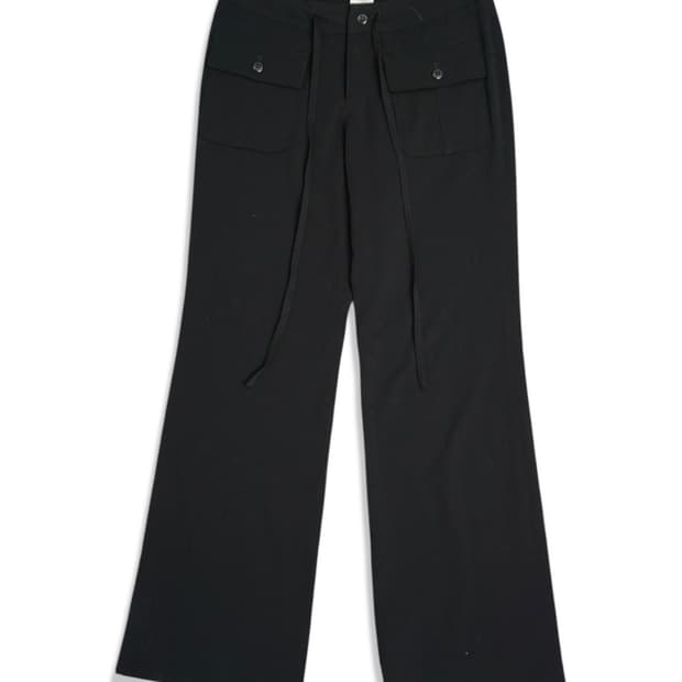 open yy gathered bootcut pants, black | 후루츠패밀리