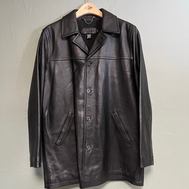 90s-00 J.CREW Leather Car Coat | 후루츠패밀리