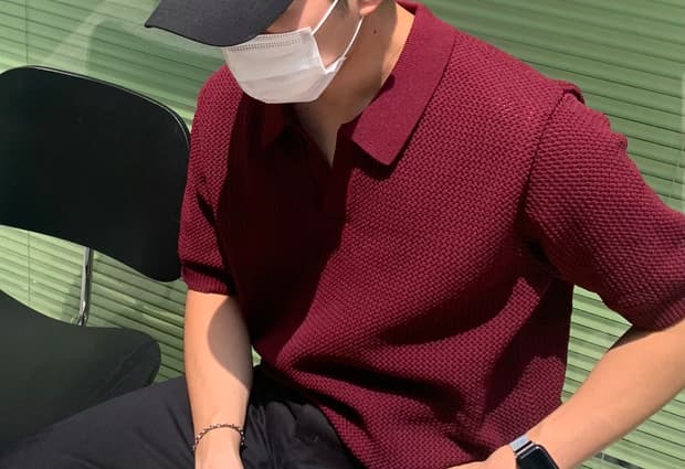 STUSSY Cable Mesh Ss Polo バーガンディ S STUSSY（ステューシー）の「【STUSSY / ステューシー】 CABLE