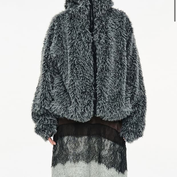 open yy faux fur zipper hood ma-1, black | 후루츠패밀리