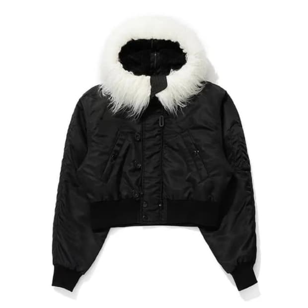 open yy faux fur zipper hood ma-1, black | 후루츠패밀리